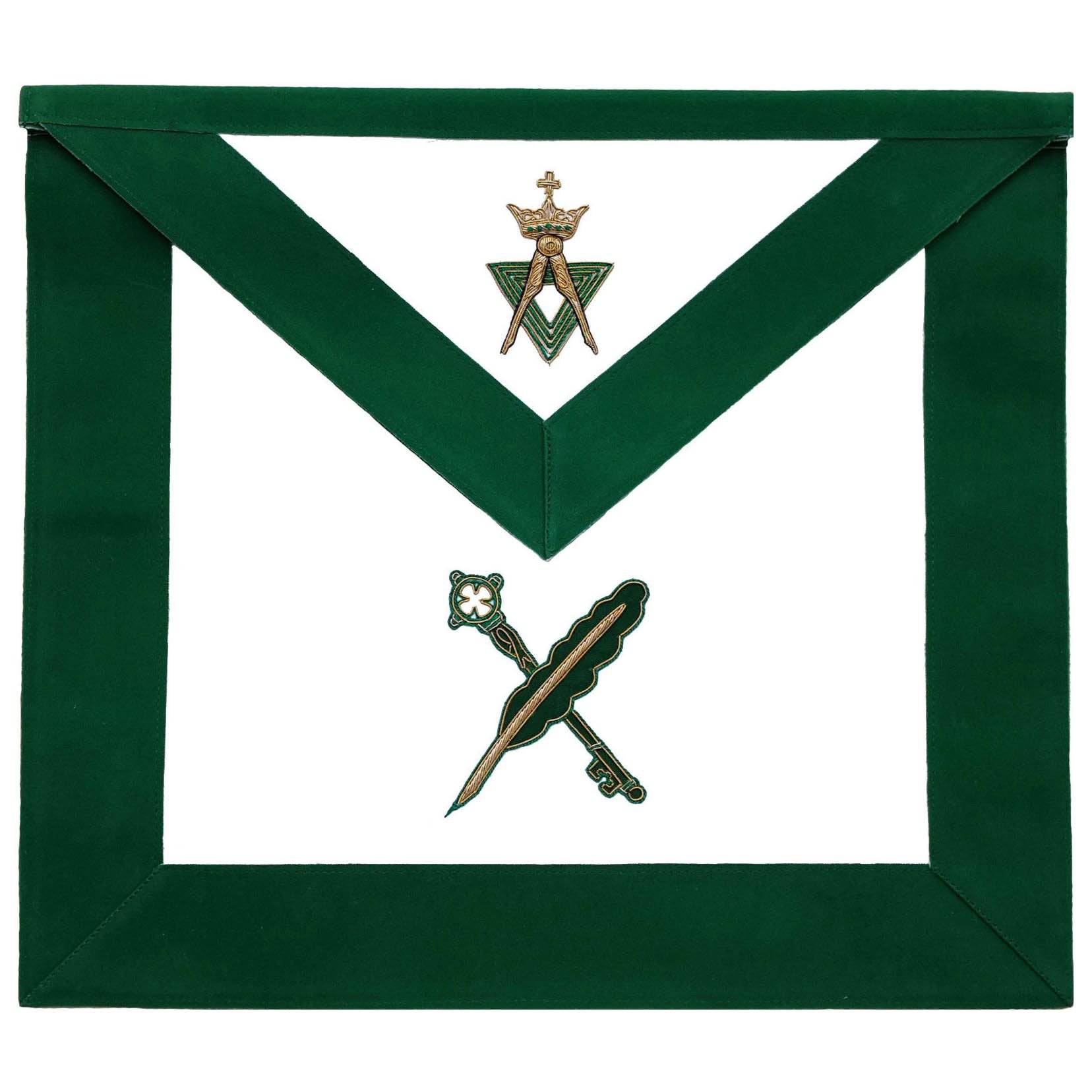 Secretary & Treasurer Allied Masonic Degrees Apron - Green Velvet