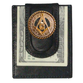Master Mason Blue Lodge Wallet - Square and Compass Money Clip Black - Bricks Masons