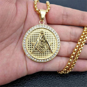 Master Mason Blue Lodge Necklace - IcedOut Gold