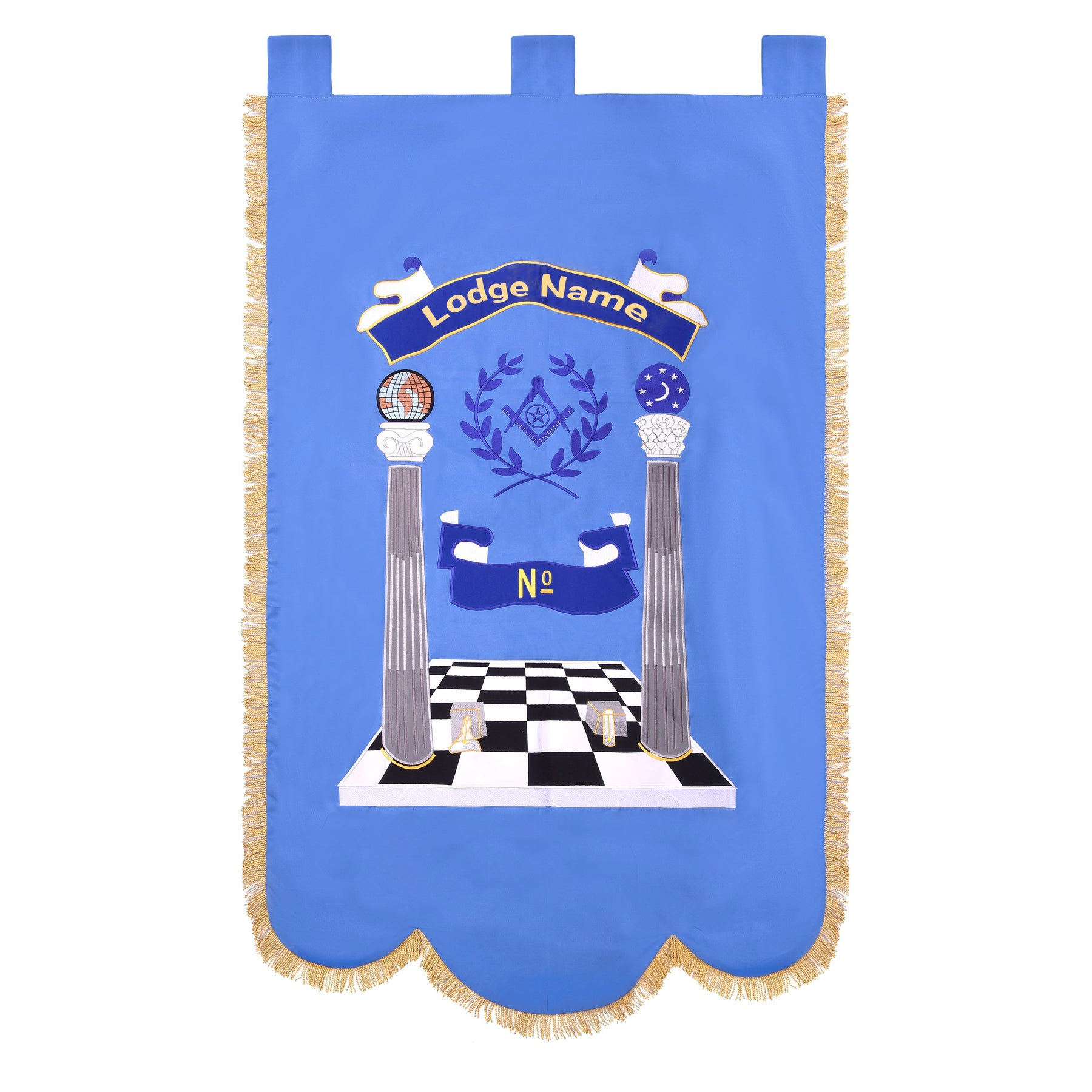 Master Mason Blue Lodge Banner - Blue Personalized Machine Embroidery