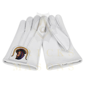 DOI Gloves - White Leather York Rite - Bricks Masons