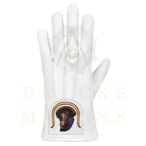 DOI Gloves - White Leather York Rite - Bricks Masons