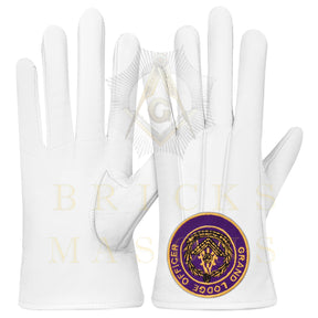 Past Grand Master Blue Lodge Gloves - White Leather Grand Lodge Officer - Bricks Masons