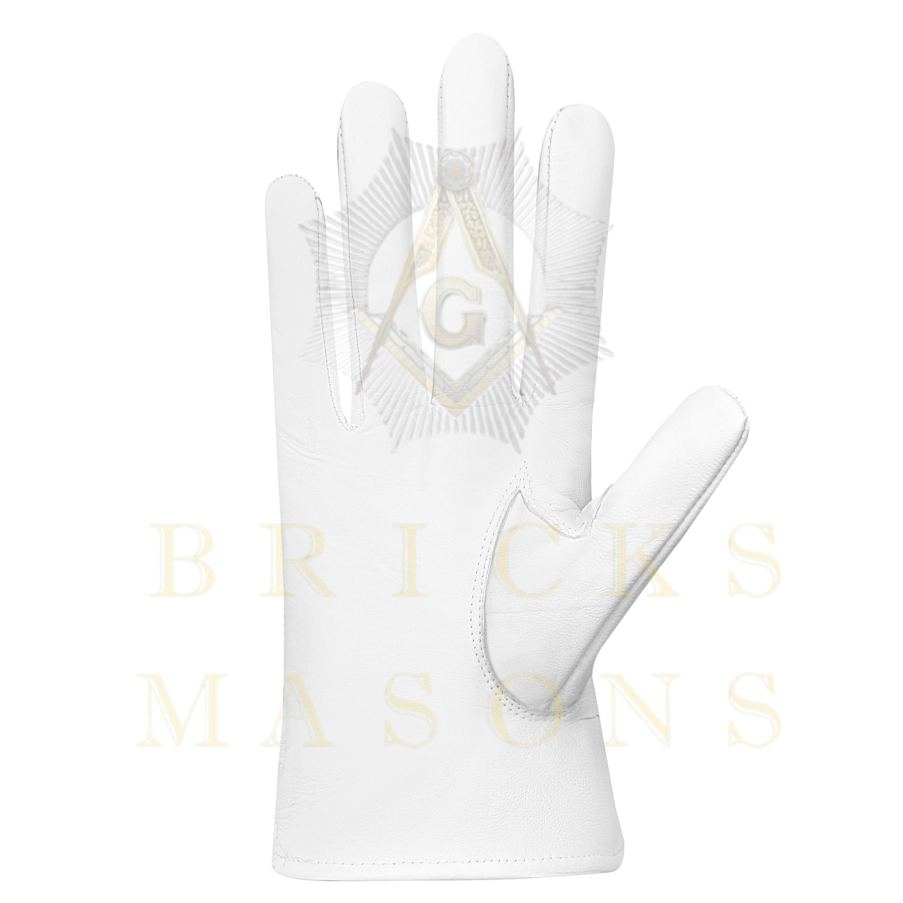 Past State President Elks of the World Gloves - White Leather - Bricks Masons