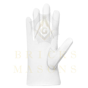 DOI Gloves - White Leather York Rite - Bricks Masons