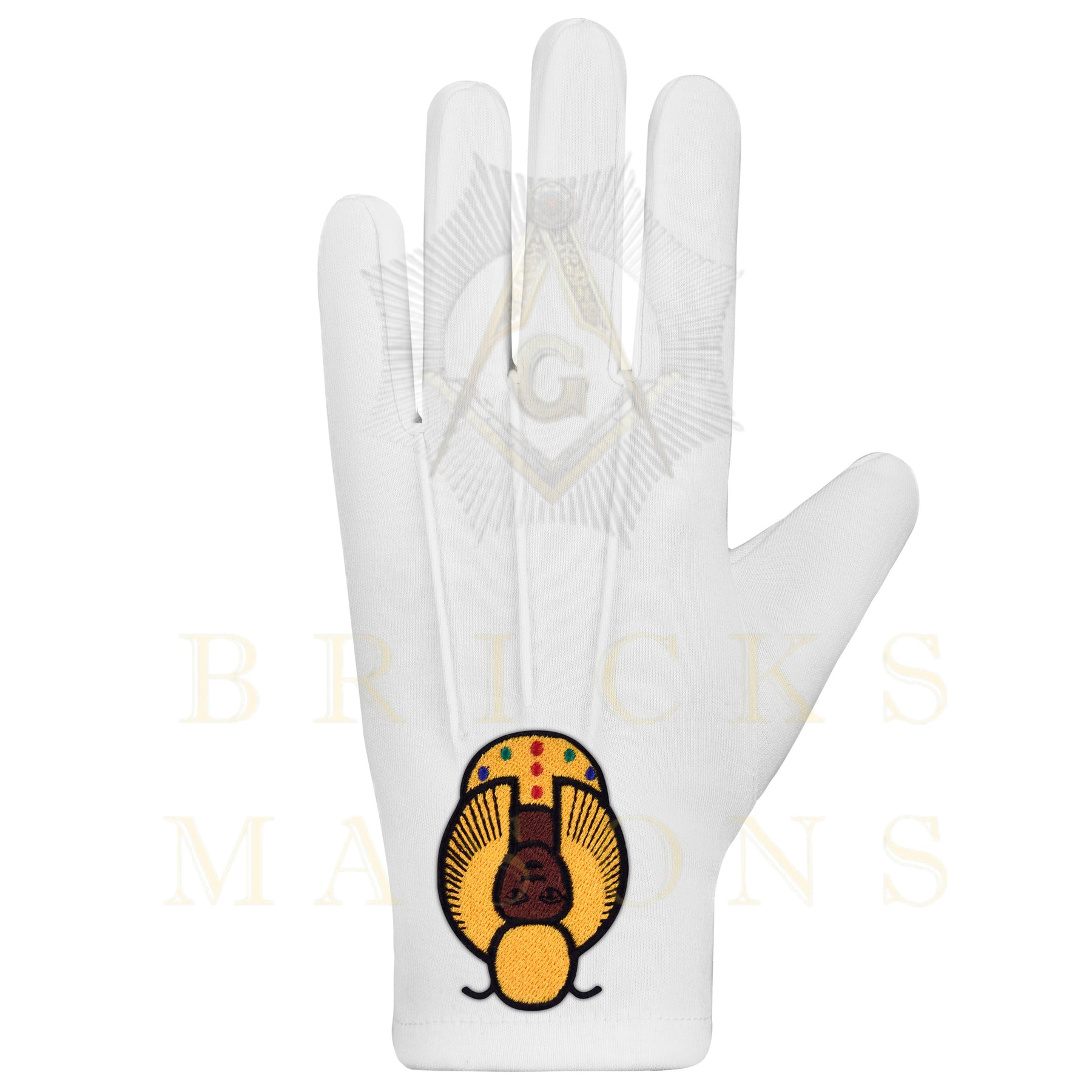 DOI Gloves - White Cotton York Rite - Bricks Masons
