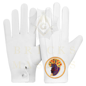 DOI Gloves - White Cotton With Round Patch - Bricks Masons