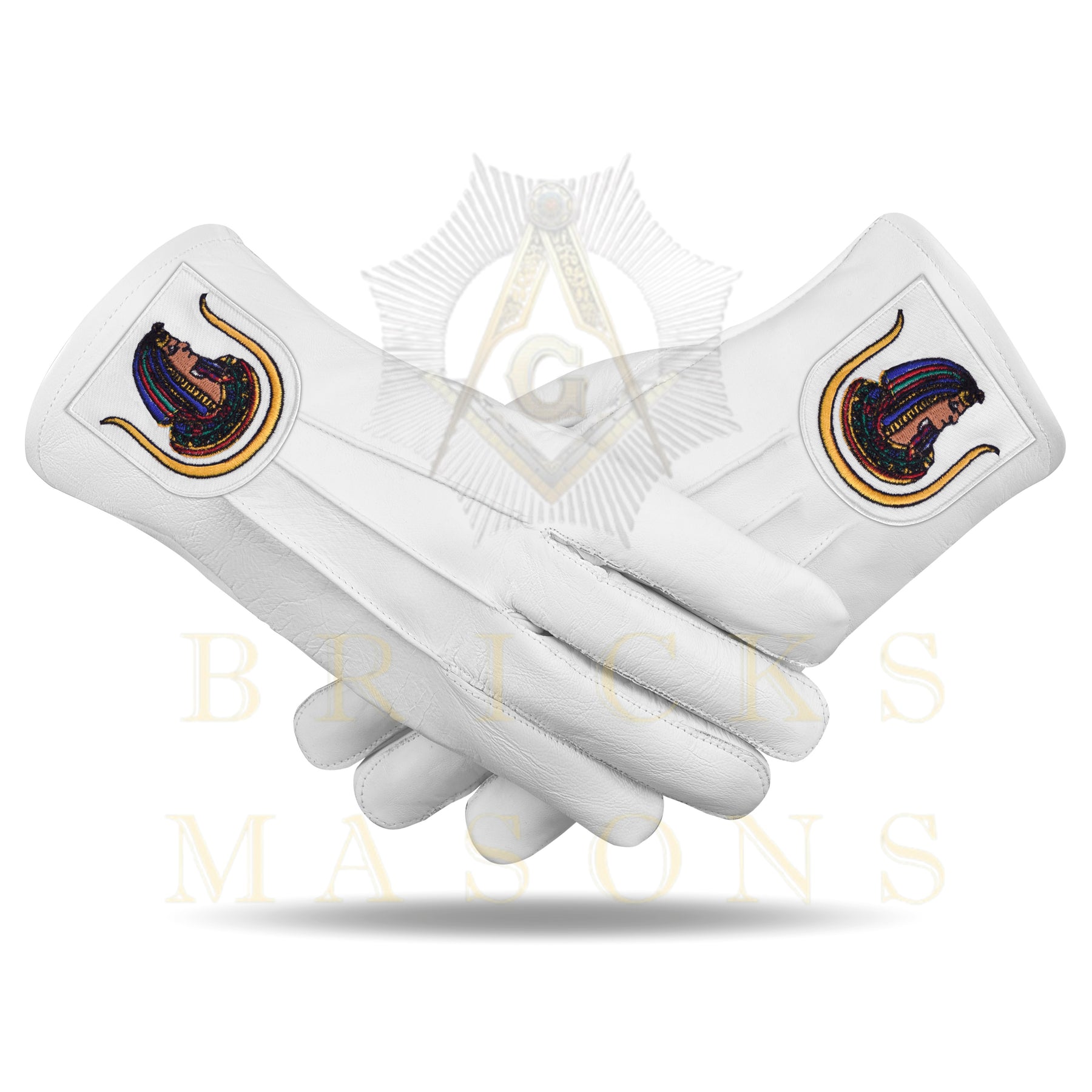 DOI Gloves - White Leather York Rite - Bricks Masons