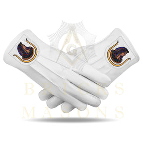 DOI Gloves - White Leather York Rite - Bricks Masons
