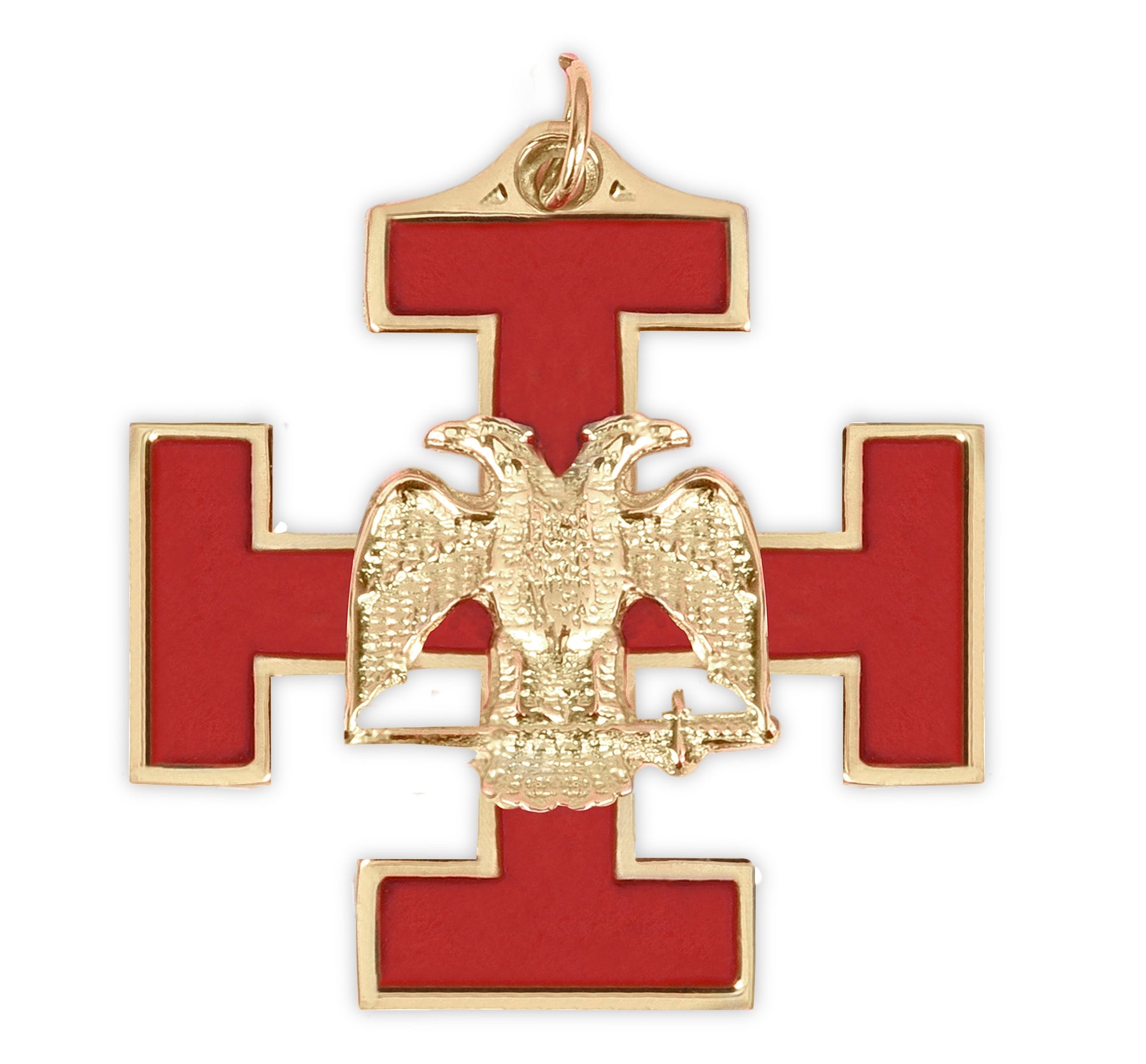 33rd Degree Scottish Rite Collar Jewel - Wings Down Gold & Red Plated - Bricks Masons
