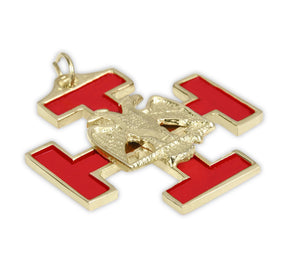33rd Degree Scottish Rite Collar Jewel - Wings Down Gold & Red Plated - Bricks Masons