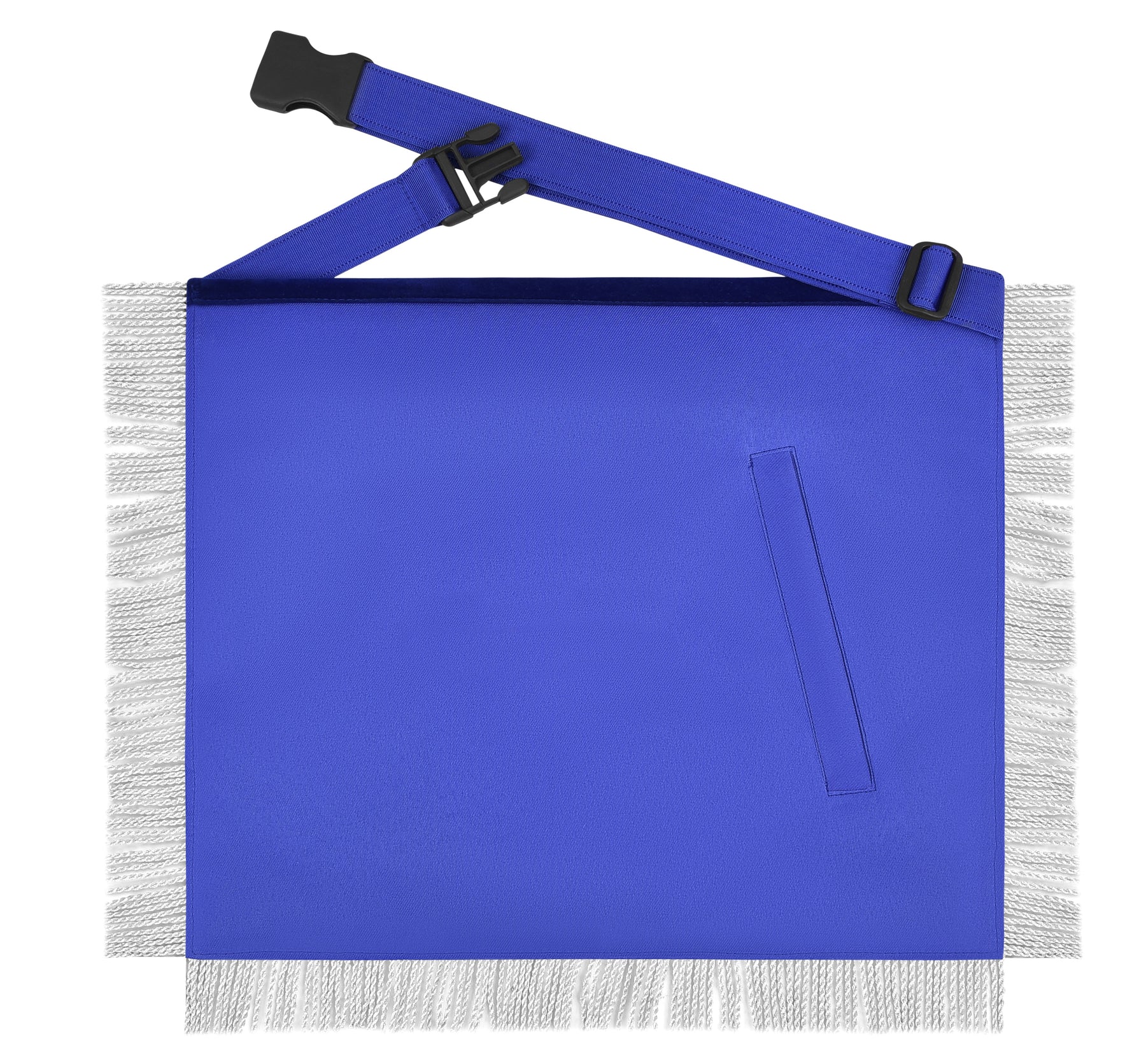 Past Master Blue Lodge Apron - Blue Velvet Silver Bullion With Wreath & Fringe - Bricks Masons