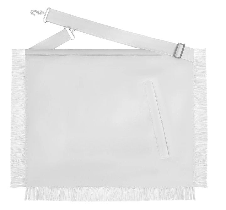 Past Grand Master Blue Lodge Apron - All White Bullion With Wreath & Pillars - Bricks Masons
