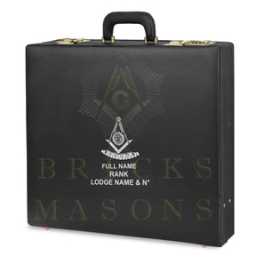 Past Master Blue Lodge Apron Case - Personalized Silver Emblem Various Sizes & Materials - Bricks Masons