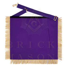 Past District Deputy Grand Master Blue Lodge Apron - Purple Velvet Golden Bullion With Wreath & Fringe - Bricks Masons