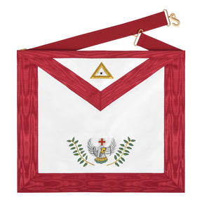 18th Degree Rose Croix Scottish Rite Apron - Red Ribbon Borders With Colorful Emblem