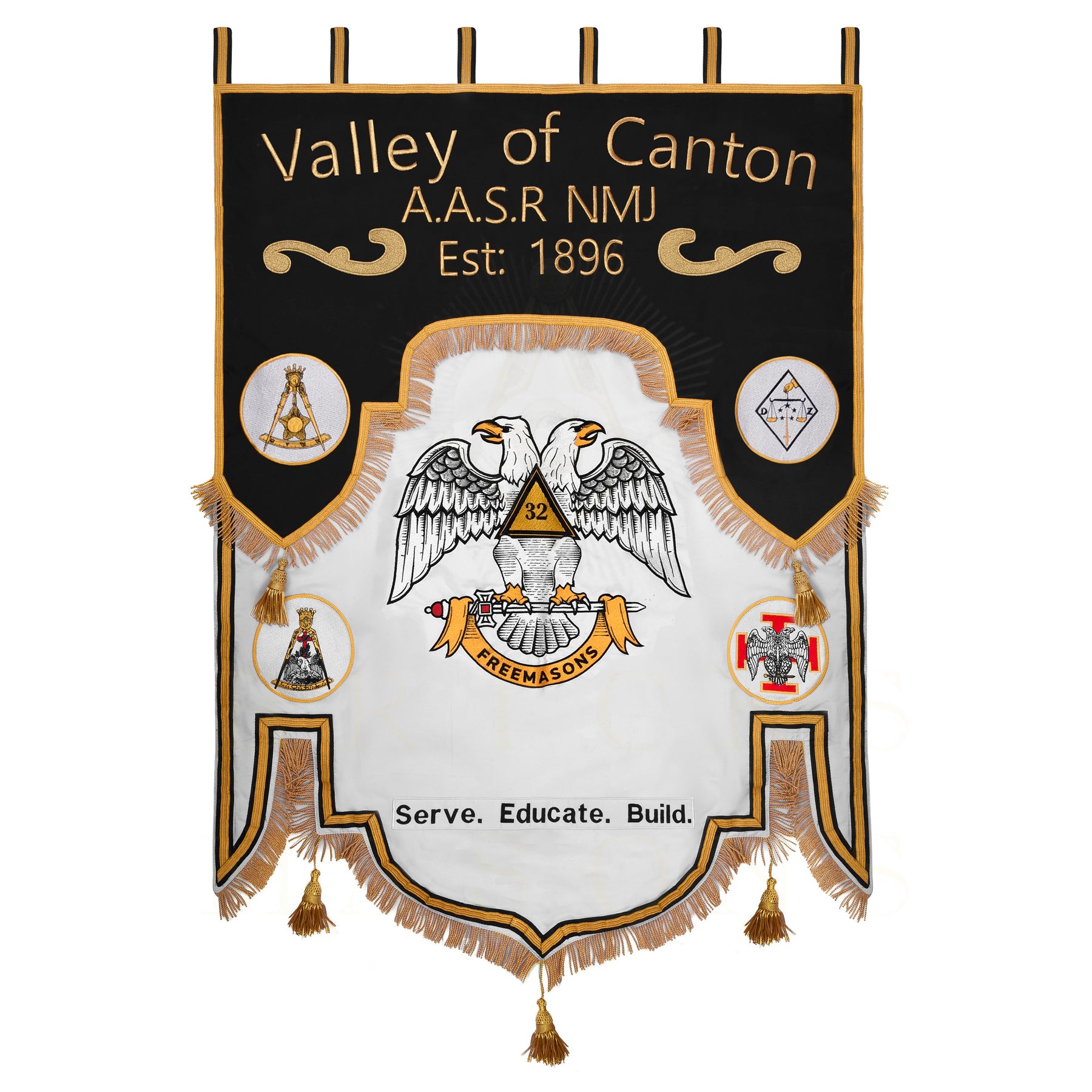 32nd Degree Scottish Rite Banner - Wings Down Machine Embroidery - Bricks Masons