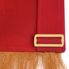 Master Mason Blue Lodge Apron - Red Ribbon Golden Bullion With Wreath & Fringe - Bricks Masons