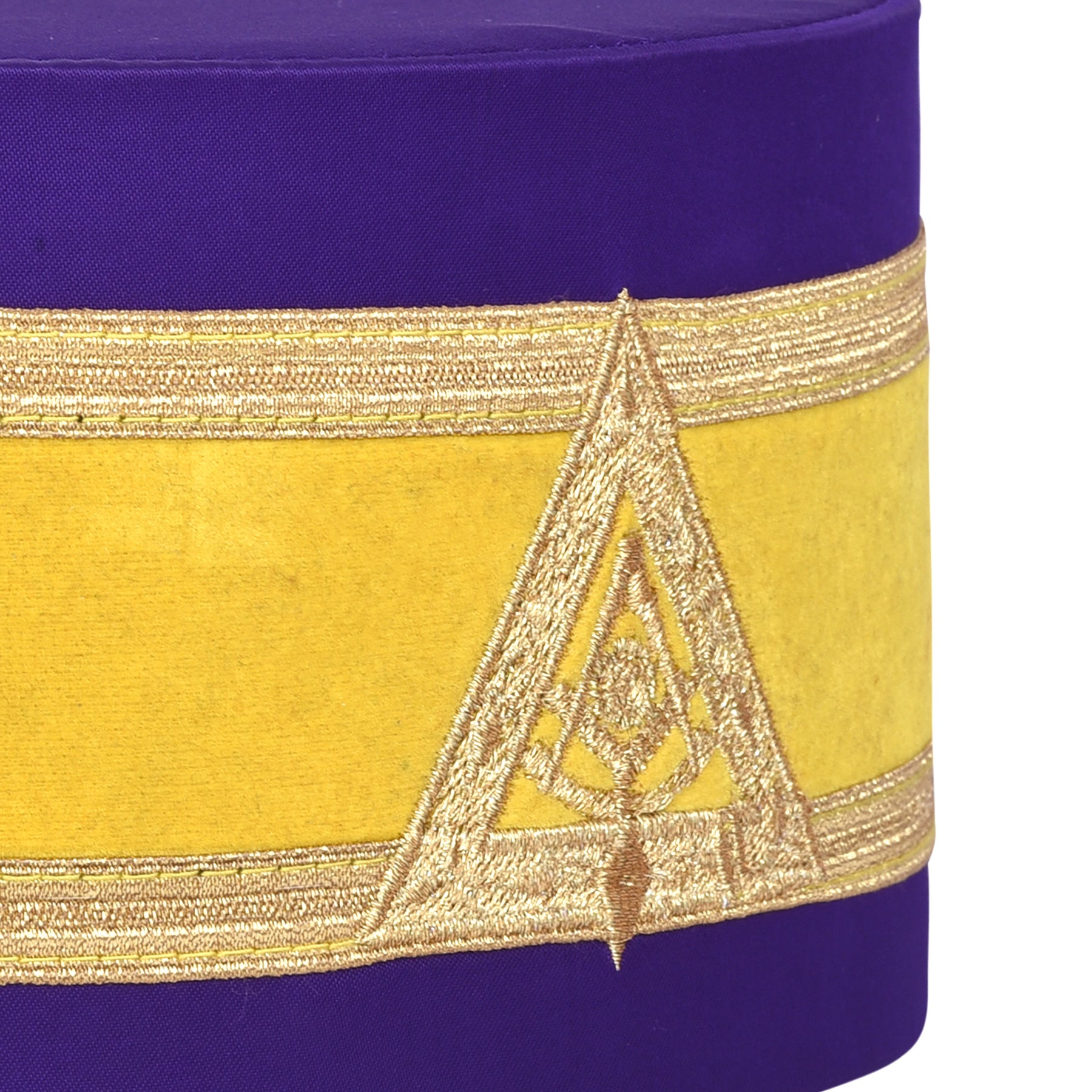 Past Illustrious Master Royal & Select Masters English Regulation Crown Cap - Purple Silk With Yellow Velvet & Gold Braid