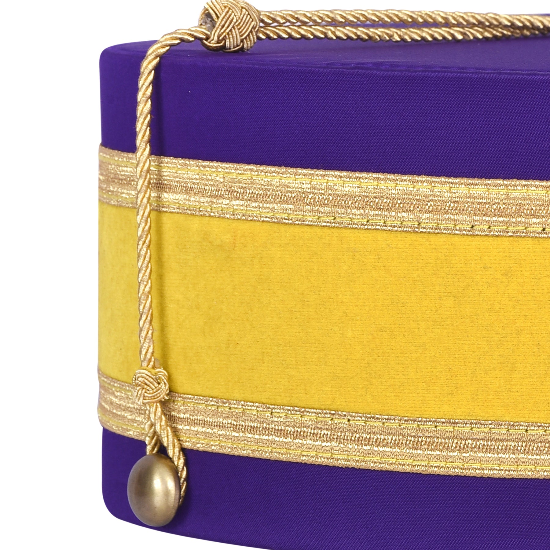 Past Illustrious Master Royal & Select Masters English Regulation Crown Cap - Purple Silk With Yellow Velvet & Gold Braid