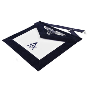 Senior Deacon California Officer Apron - Kenton Lodge Navy Velvet With Silver Embroidery Thread