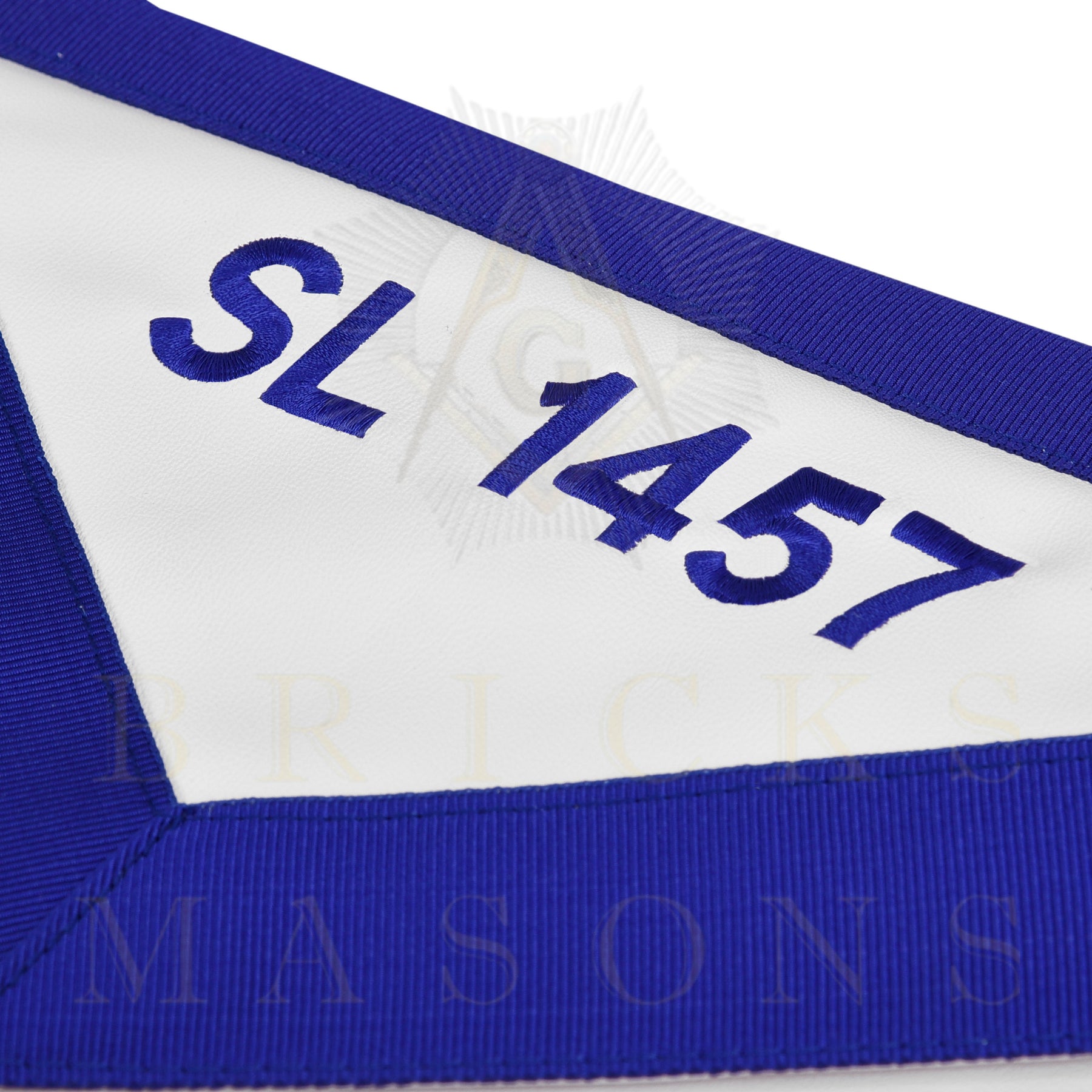 Marshal Blue Lodge Officer Apron - Machine Embroidery With Waist Belt Customizable Flap - Bricks Masons