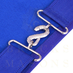 Marshal Blue Lodge Officer Apron - Machine Embroidery With Waist Belt Customizable Flap - Bricks Masons