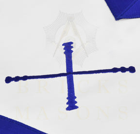 Marshal Blue Lodge Officer Apron - Machine Embroidery With Waist Belt Customizable Flap - Bricks Masons