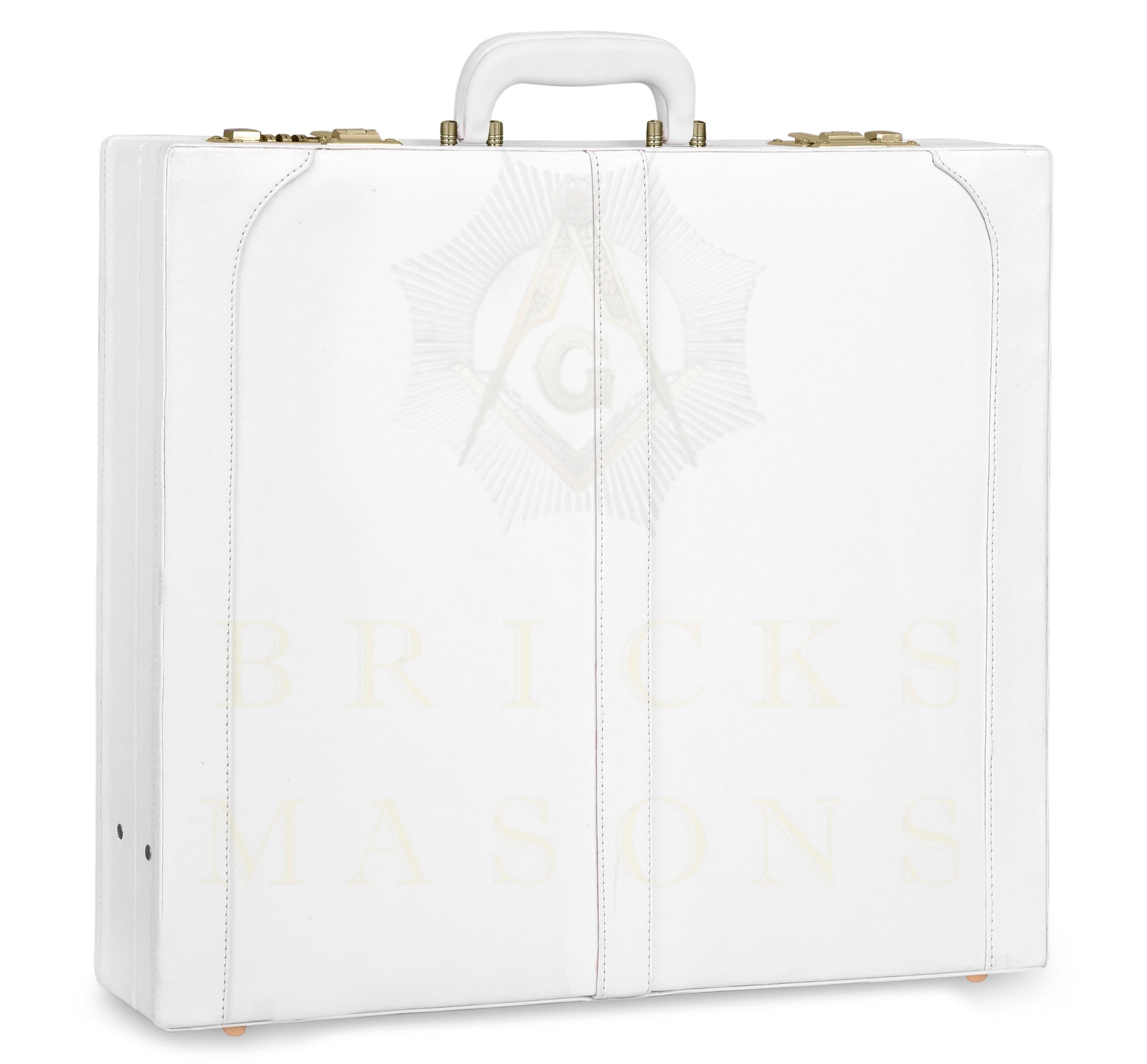 Universal Apron Case - White Imitation Leather & Gold Double Lock - Bricks Masons