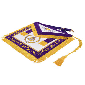 Grand Master Blue Lodge Apron - Purple Velvet With Yellow Fringe & Tassels