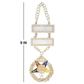 Associate District Deputy Grand Worthy Matron OES Officer Collar Jewel - Gold Plated - Bricks Masons