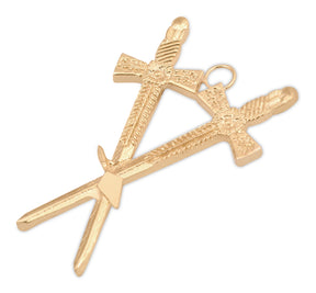 Steward Royal & Select Masters Officer Collar Jewel - Gold Plated Trowel & Crossed Swords - Bricks Masons