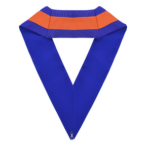 St. Lawrence the Martyr Allied Masonic Degrees Officer Collar - Blue & Orange Moire - Bricks Masons