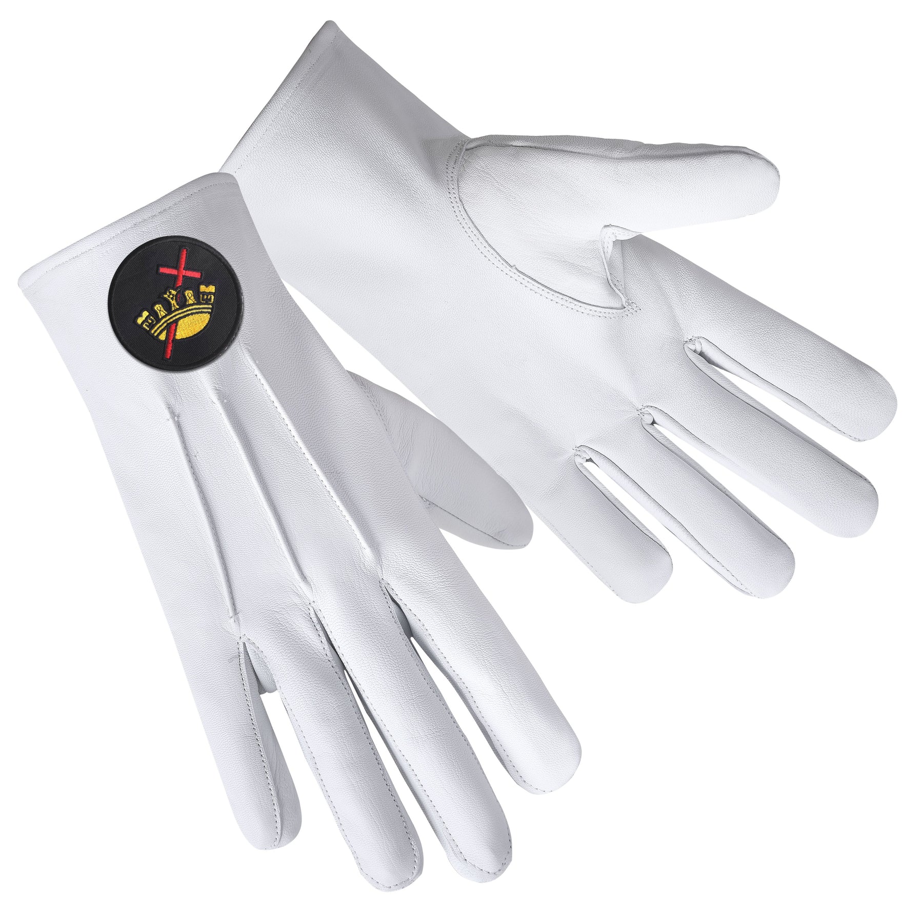 Knights Templar Commandery Glove - Leather With Black Patch - Bricks Masons