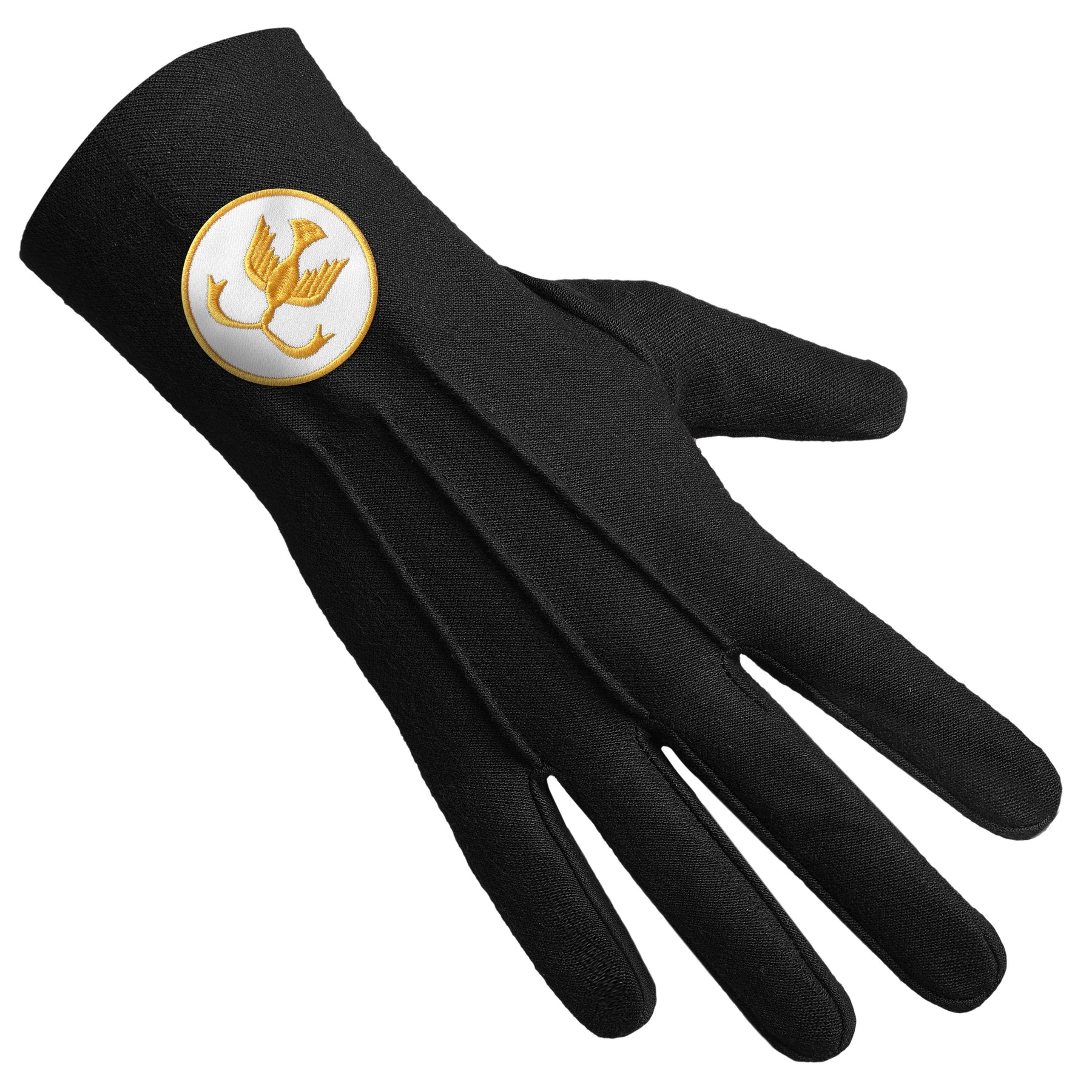 The Order Of The Golden Circle PHA Glove - Black Cotton With Gold Emblem - Bricks Masons