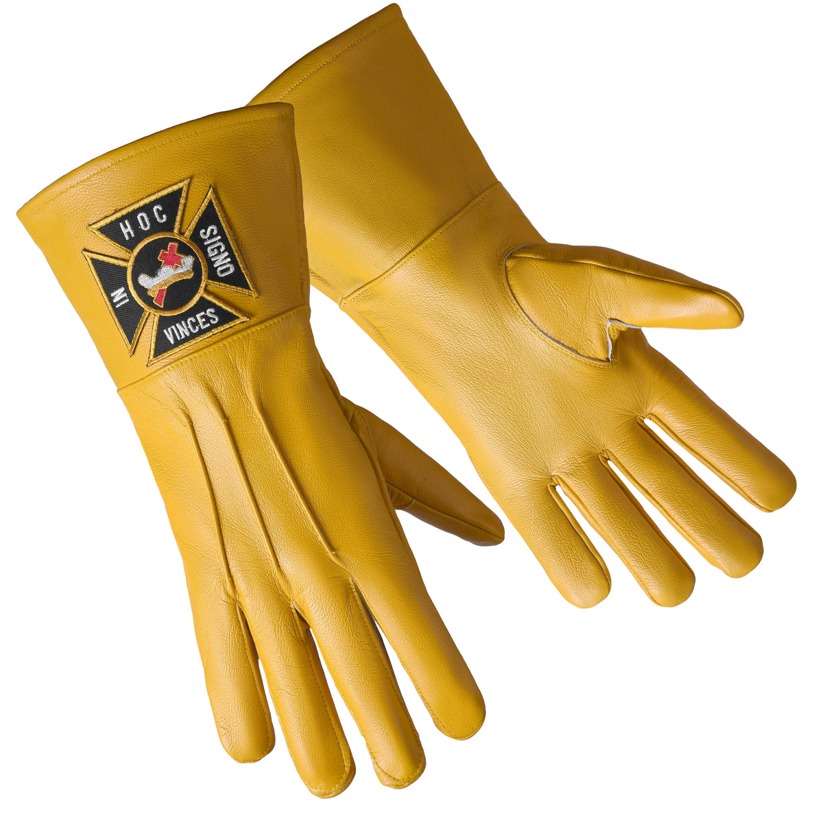 Knights Templar Commandery Glove - Yellow Leather - Bricks Masons