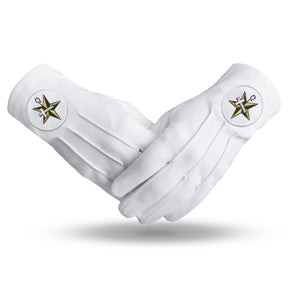 The Order Of The White Shrine Of Jerusalem Glove - Pure Cotton With White Patch - Bricks Masons