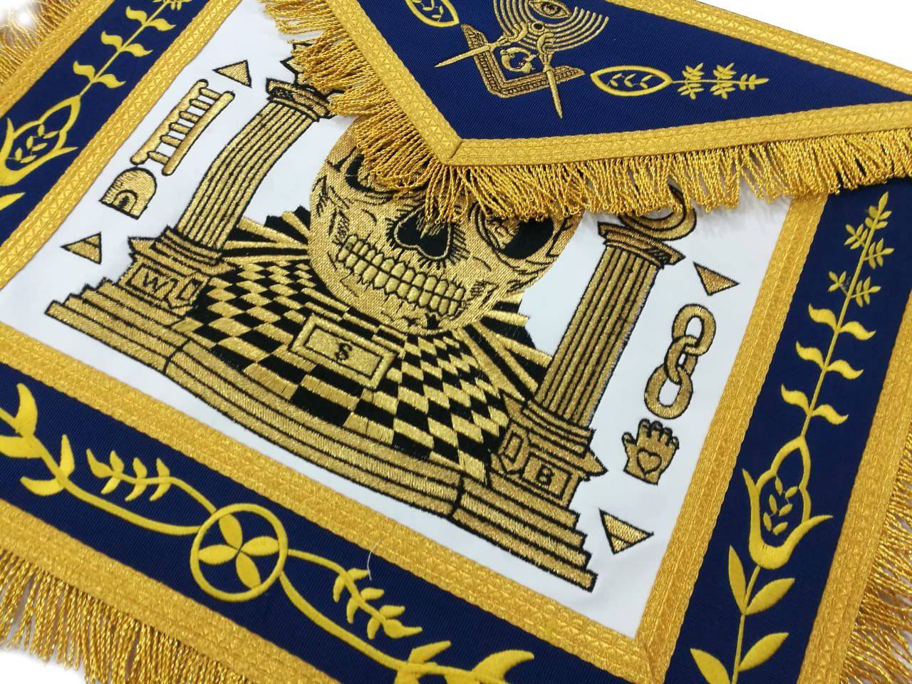 Master Mason Blue Lodge Apron - Gold Machine Embroidery