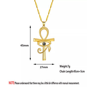 Ancient Egypt Necklace - Eye of Horus Ankh Cross Zinc Alloy - Bricks Masons