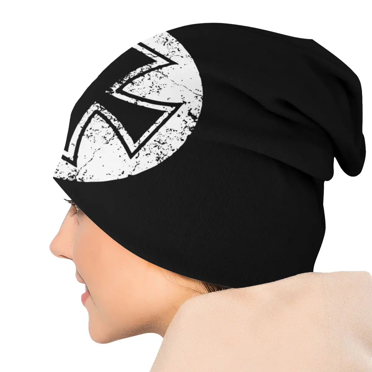 Knights Templar Commandery Beanie - Printed Black & White Cross Emblem - Bricks Masons