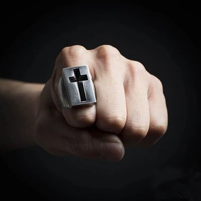 Knights Templar Ring - Stainless Steel Cross - Bricks Masons