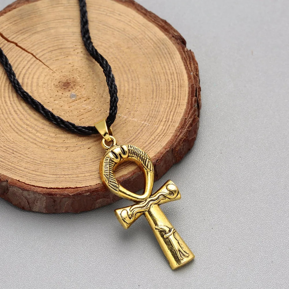 Ancient Egypt Necklace - Ankh Cross Copper Charm - Bricks Masons