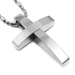 Polished Cross Pendant Necklace  Stainless Steel - Bricks Masons