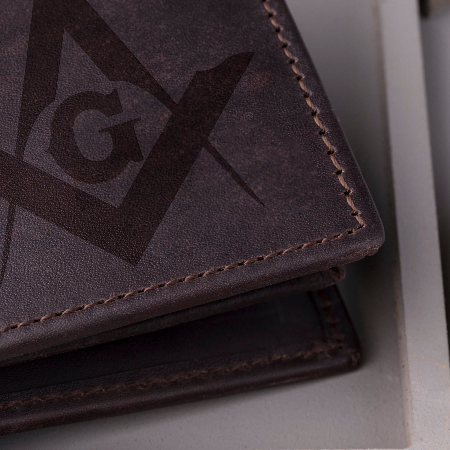 Master Mason Blue Lodge Wallet - Handmade Leather - Bricks Masons