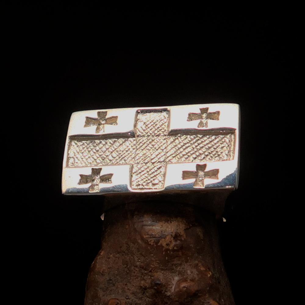 Knights Templar Commandery Ring - Flag of Georgia Sterling Silver