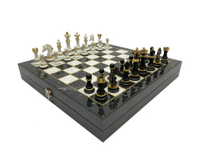 33rd Scottish Rite Chess Set - Wings Up Black Marble Pattern - Bricks Masons