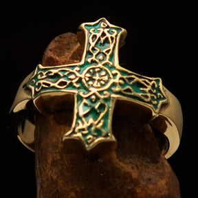 Knights Templar Commandery Ring - Green Celtic Cross