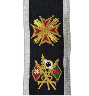 32nd Degree Scottish Rite Collar - Black Moire Silver Braid