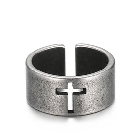 Knights Templar Commandery Ring - Silver Titanium Steel Templar Cross - Bricks Masons