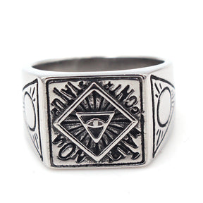 Eye Of Providence Ring - Stainless Steel All Seeing Eye - Bricks Masons